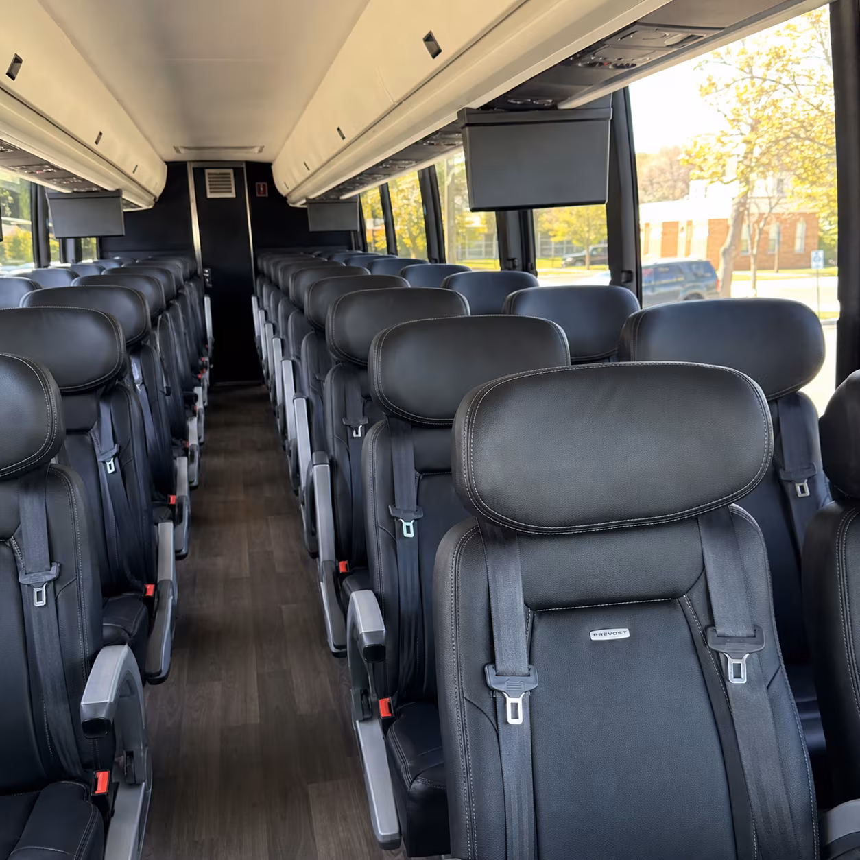 bend 45 passenger charter bus inside