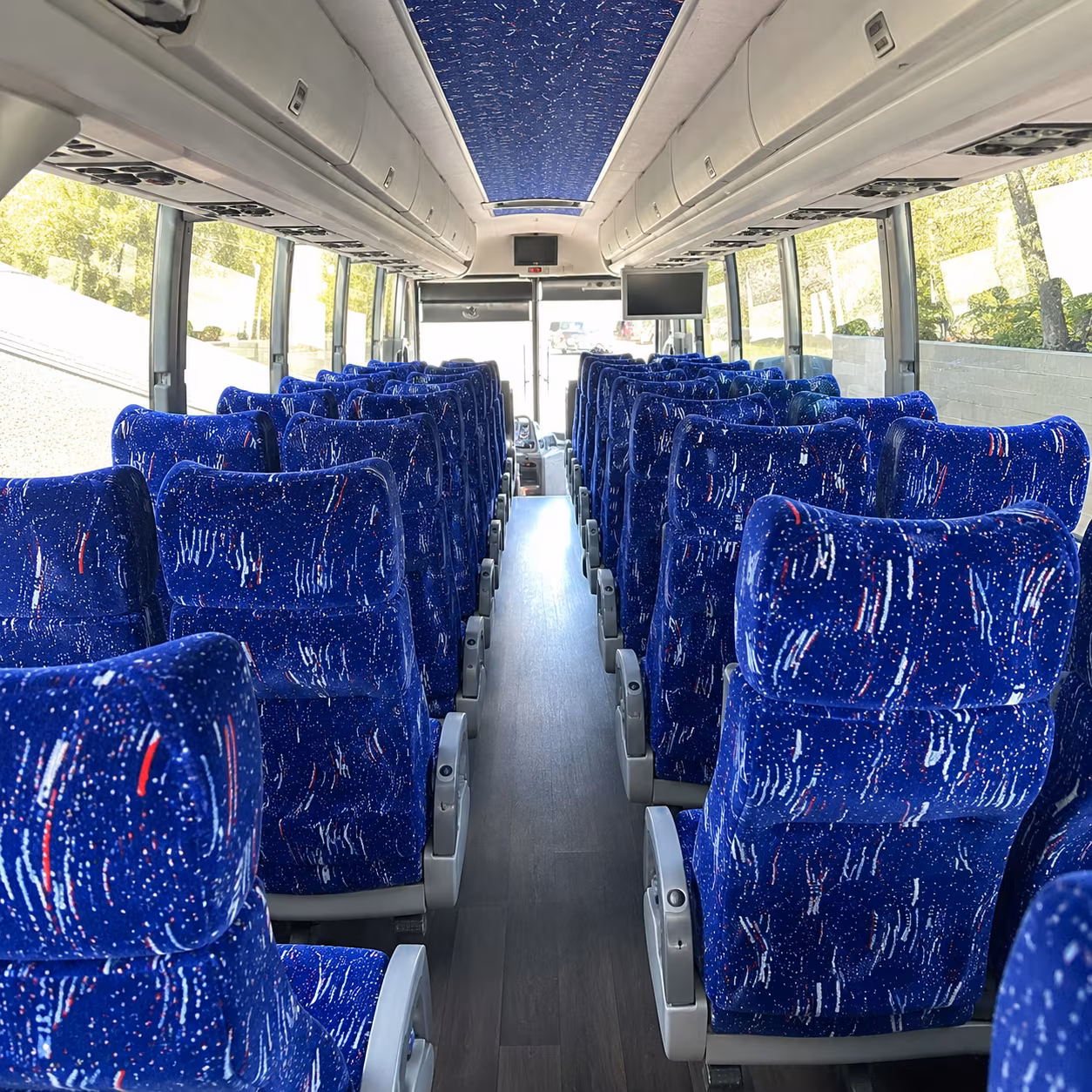 bend 50 passenger charter bus interior