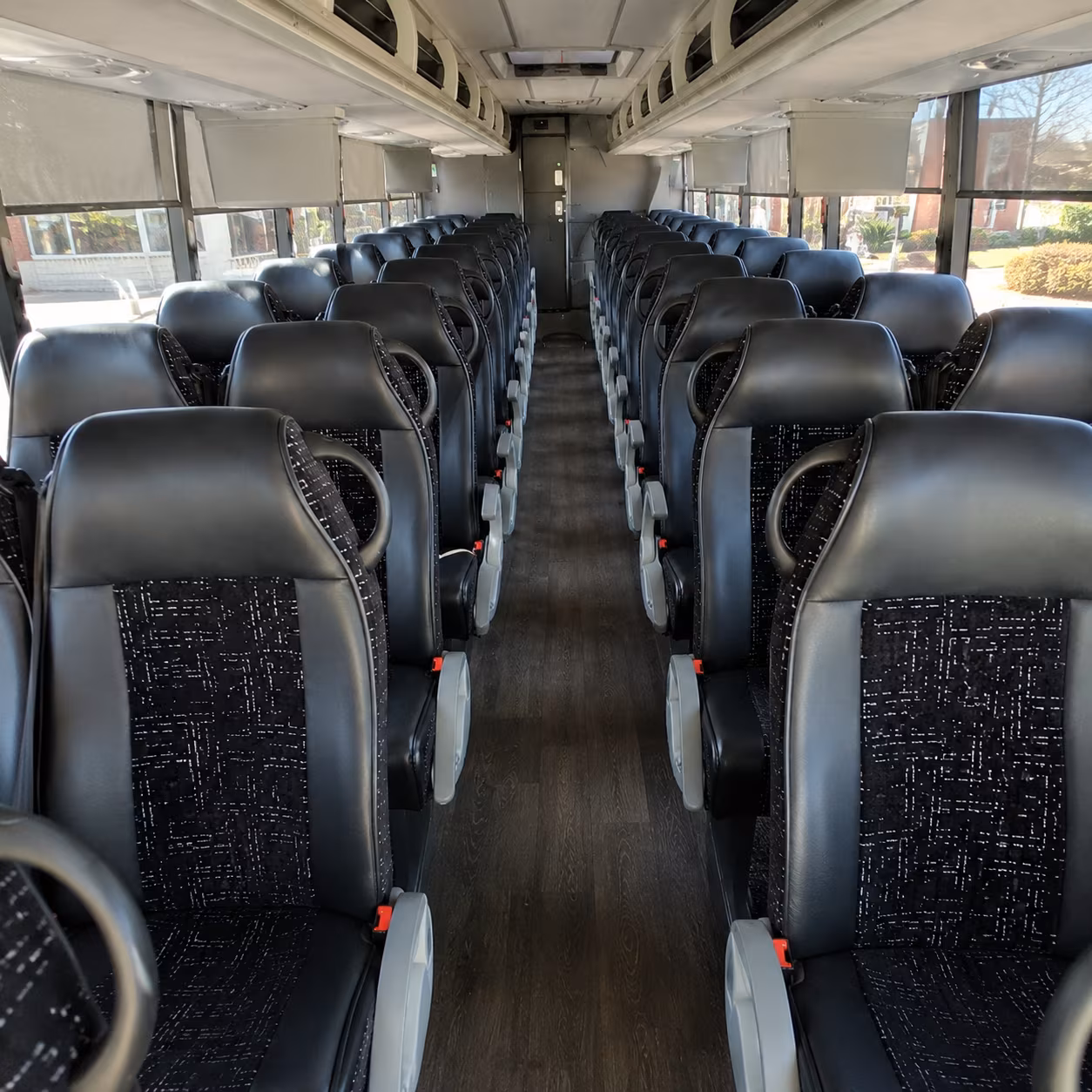 bend 54 passenger charter bus inside